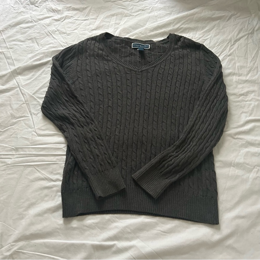 Women’s Karen Scott Cable Knit Sweater Dark Gray Size M